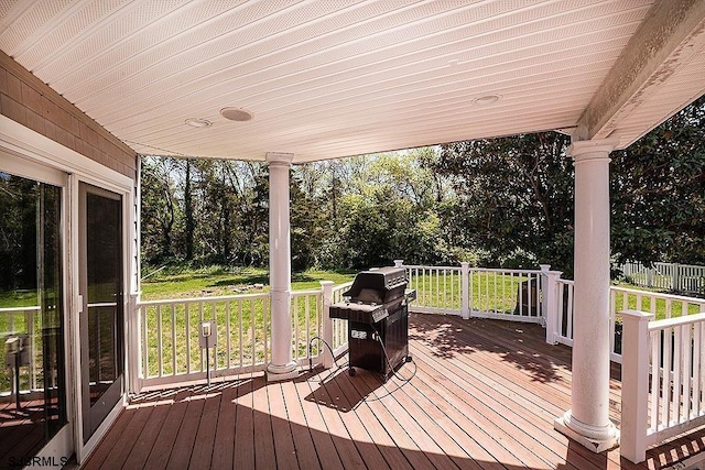 deck with a porch