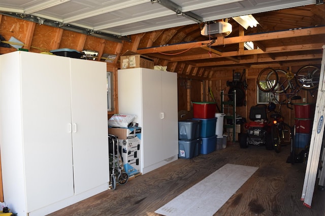 garage with a garage door opener