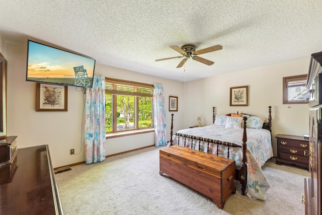 57 Somers Ave, Seaville, NJ 08230 - bedroom featuring carpet flooring, a textured ceiling, baseboards, and a ceiling fan