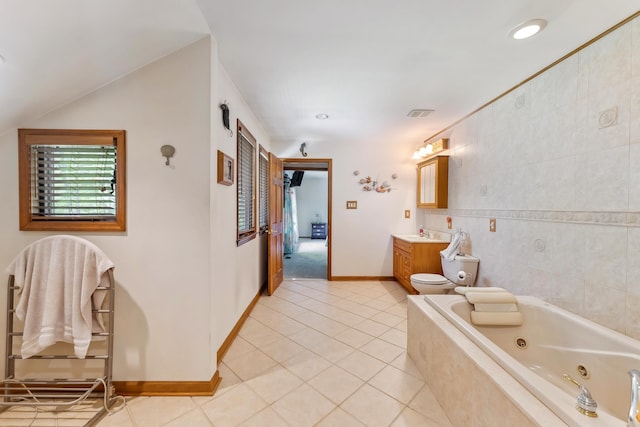 57 Somers Ave, Seaville, NJ 08230 - bathroom featuring a jetted tub, tile patterned floors, vanity, and baseboards