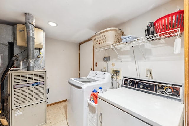 57 Somers Ave, Seaville, NJ 08230 - clothes washing area with washing machine and clothes dryer, light tile patterned floors, baseboards, and recessed lighting