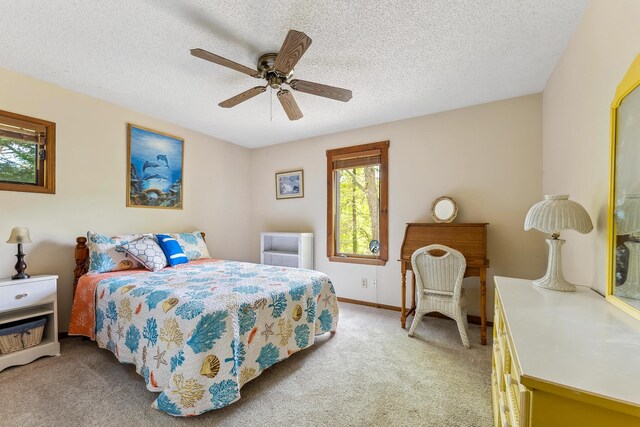 57 Somers Ave, Seaville, NJ 08230 - bedroom featuring light carpet, ceiling fan, a textured ceiling, and baseboards