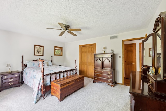 57 Somers Ave, Seaville, NJ 08230 - bedroom with light colored carpet, a textured ceiling, and ceiling fan