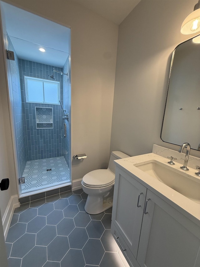 207 120th St, Stone Harbor, NJ 08247 - full bathroom with a stall shower, vanity, and tile patterned floors