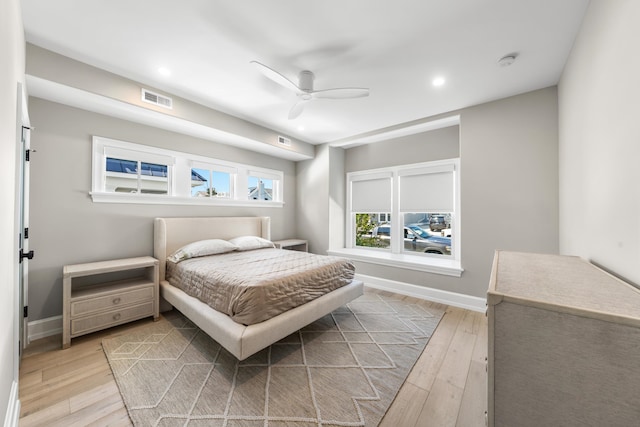 207 120th St, Stone Harbor, NJ 08247 - bedroom featuring light wood-style floors, recessed lighting, and a ceiling fan