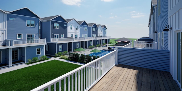 balcony with a residential view