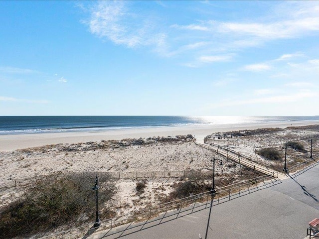 view of water feature featuring a beach view