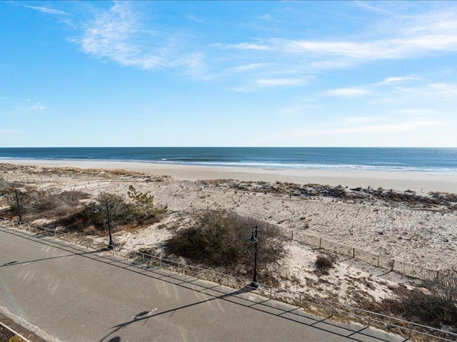 view of water feature featuring a beach view