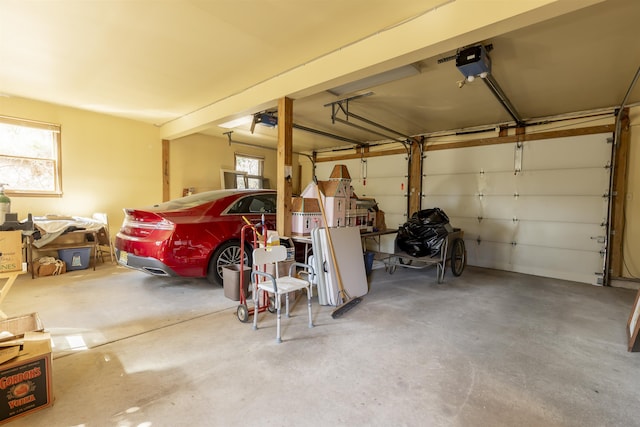 garage with a garage door opener