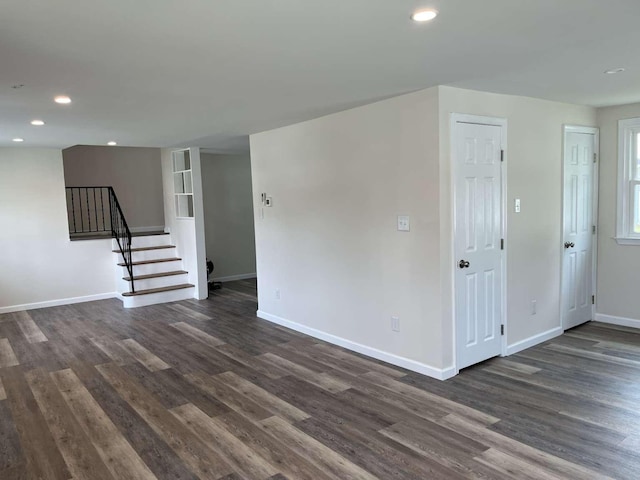712 Indian Ave, North Cape May, NJ 08204 - spare room featuring dark wood finished floors, stairway, and recessed lighting