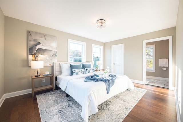 bedroom featuring dark wood-type flooring