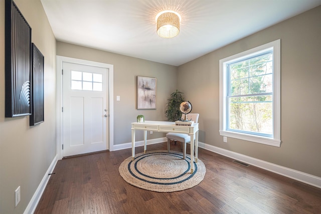 office featuring dark hardwood / wood-style floors