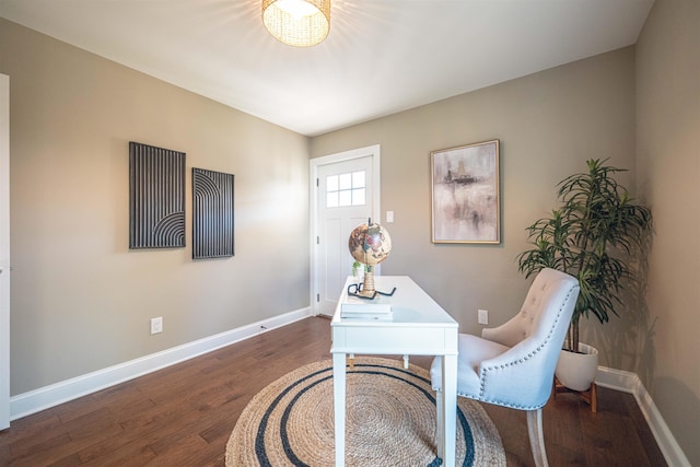 office area featuring dark wood-type flooring