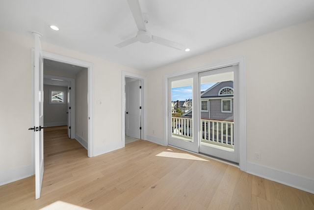 188 34th St, Avalon, NJ 08202 - unfurnished room with ceiling fan, light wood-style flooring, and recessed lighting