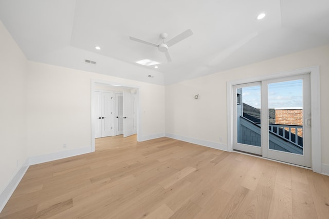 188 34th St, Avalon, NJ 08202 - unfurnished room with light wood-style flooring, ceiling fan, vaulted ceiling, and recessed lighting