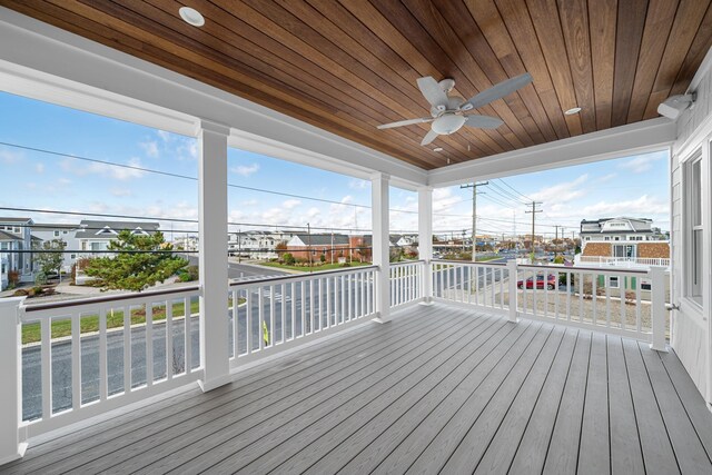 188 34th St, Avalon, NJ 08202 - wooden deck featuring ceiling fan and a residential view