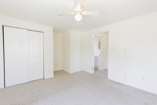 342 S Rte 47, Cape May Court House, NJ 08210 - unfurnished bedroom with light colored carpet, a closet, baseboards, and ceiling fan