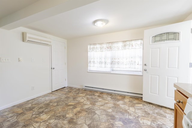342 S Rte 47, Cape May Court House, NJ 08210 - unfurnished dining area featuring a baseboard radiator, a wall unit AC, and stone finish flooring