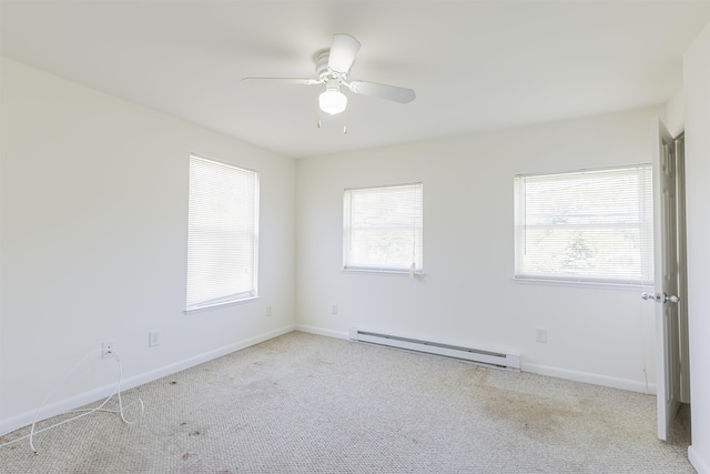 342 S Rte 47, Cape May Court House, NJ 08210 - carpeted spare room featuring baseboard heating, plenty of natural light, ceiling fan, and baseboards