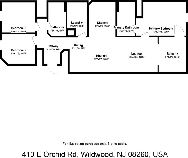 410 E Orchid Rd Unit 202, Wildwood Crest, NJ 08260 - view of home floor plan
