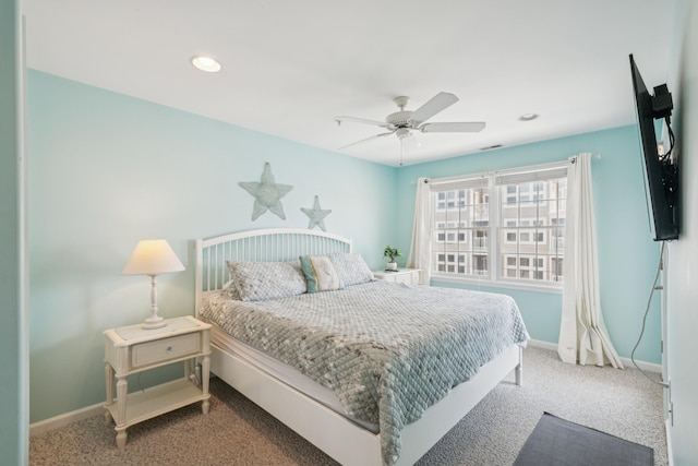410 E Orchid Rd Unit 202, Wildwood Crest, NJ 08260 - bedroom featuring carpet flooring, recessed lighting, and a ceiling fan