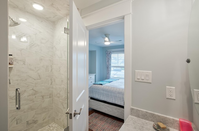 885 21st St W, Unit West, Avalon, NJ 08202 - ensuite bathroom with a shower stall and a ceiling fan