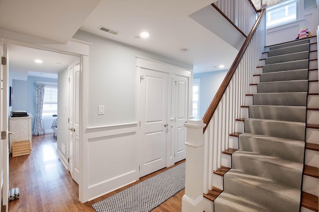 885 21st St W, Unit West, Avalon, NJ 08202 - staircase with wood finished floors and recessed lighting