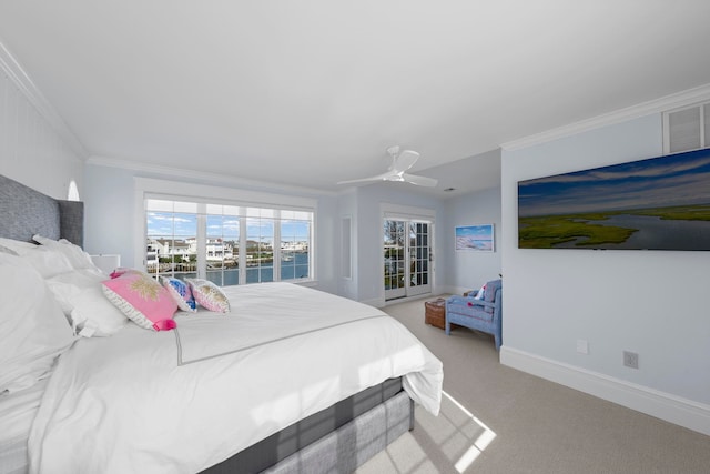 19 Flamingo Dr, Avalon, NJ 08202 - bedroom featuring ceiling fan, light carpet, and ornamental molding