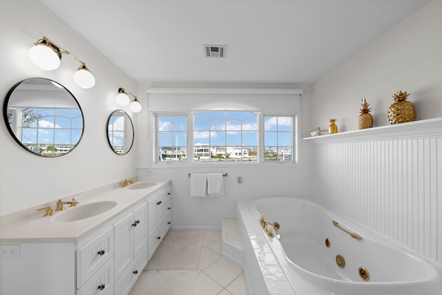 19 Flamingo Dr, Avalon, NJ 08202 - bathroom with vanity, tile patterned floors, and a tub