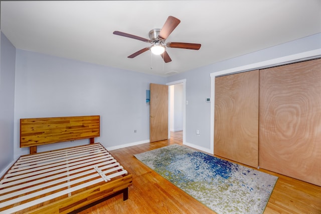 103 Bate Ave, Lower Township, NJ 08204 - bedroom featuring hardwood / wood-style floors, a closet, and ceiling fan