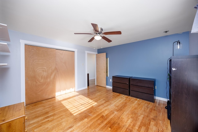 103 Bate Ave, Lower Township, NJ 08204 - unfurnished bedroom featuring ceiling fan, light hardwood / wood-style floors, and a closet