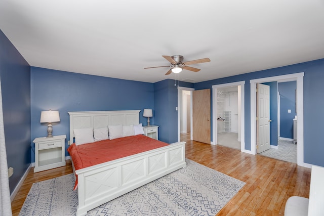 103 Bate Ave, Lower Township, NJ 08204 - bedroom with wood-type flooring, ensuite bath, and ceiling fan