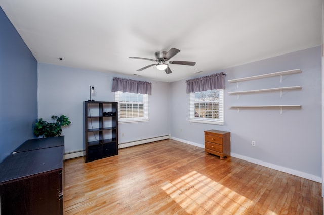 103 Bate Ave, Lower Township, NJ 08204 - interior space with baseboard heating, ceiling fan, and light wood-type flooring
