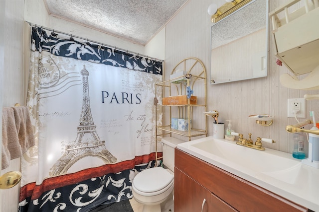 11 S 9th St, Del Haven, NJ 08251 - bathroom with a textured ceiling, ornamental molding, vanity, and curtained shower