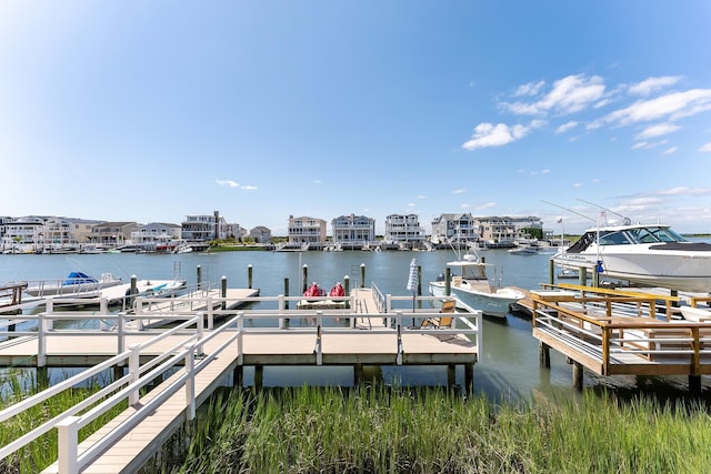 dock area featuring a water view