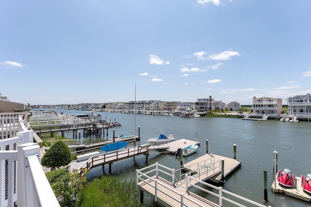 view of dock featuring a water view