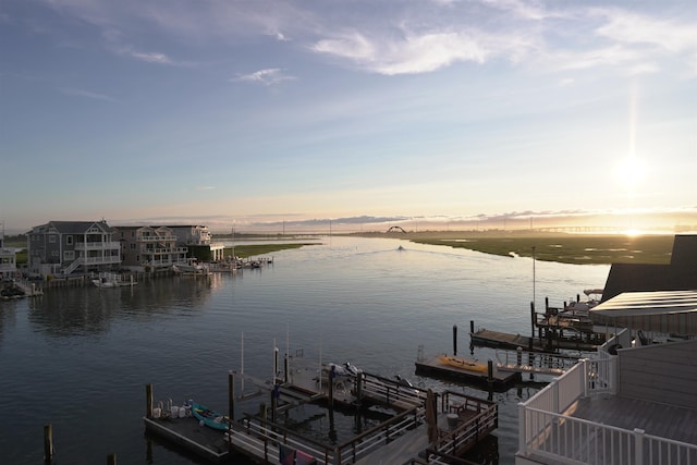 property view of water with a boat dock and boat lift