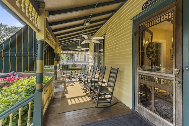 127 Myrtle Ave, West Cape May, NJ 08204 - wooden porch with a ceiling fan
