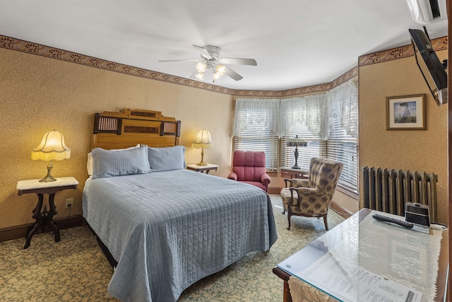 127 Myrtle Ave, West Cape May, NJ 08204 - bedroom with radiator, carpet flooring, and ceiling fan