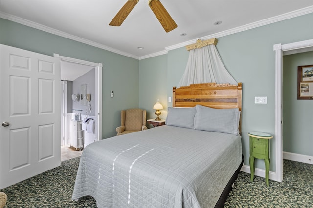 127 Myrtle Ave, West Cape May, NJ 08204 - carpeted bedroom with ornamental molding, ceiling fan, and recessed lighting
