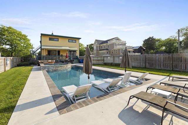 127 Myrtle Ave, West Cape May, NJ 08204 - view of pool featuring a fenced backyard, a pool with connected hot tub, a patio area, and an outdoor living space