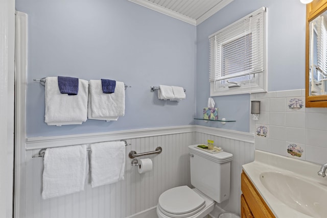 127 Myrtle Ave, West Cape May, NJ 08204 - bathroom with wainscoting, ornamental molding, and vanity