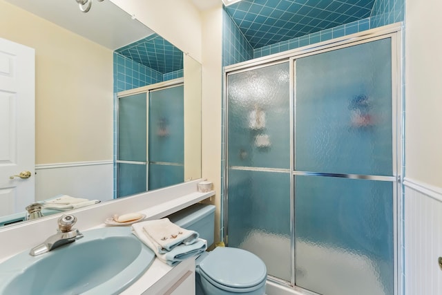 280 79th St Unit 4, Avalon, NJ 08202 - bathroom featuring an enclosed shower, vanity, and toilet