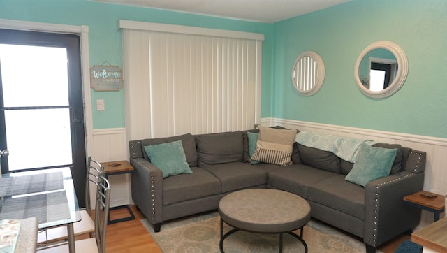 living room featuring light hardwood / wood-style floors