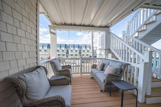 balcony featuring an outdoor living space