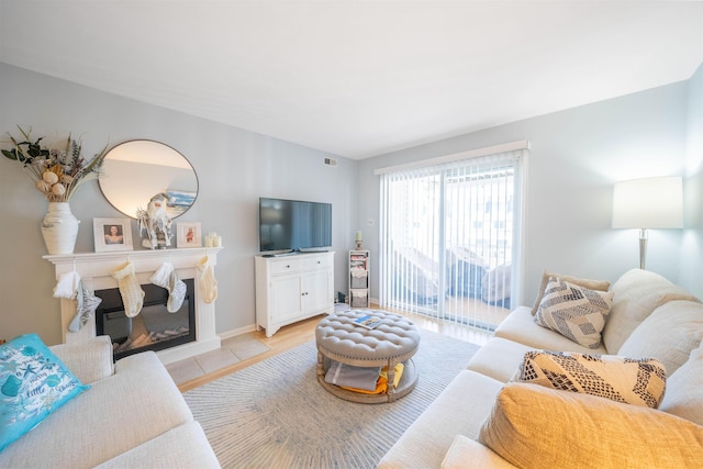 view of tiled living room