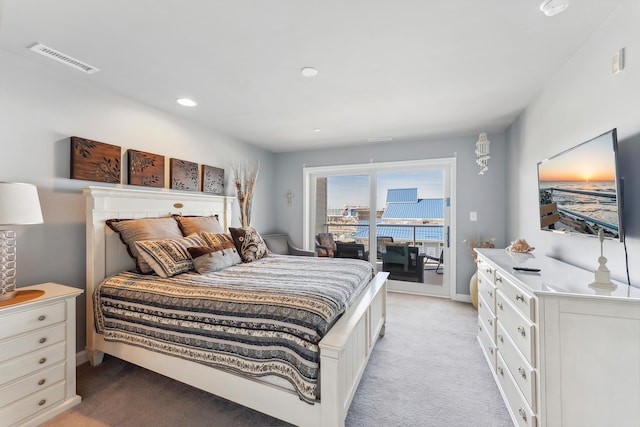 415 E Heather Rd Unit 202, Wildwood Crest, NJ 08260 - bedroom featuring access to exterior, light colored carpet, recessed lighting, and baseboards