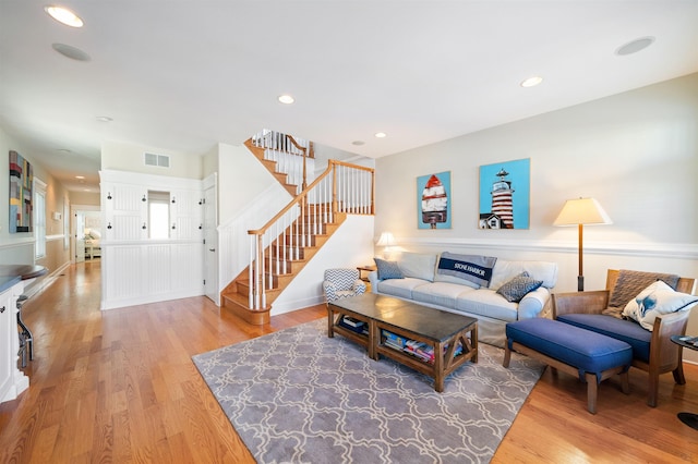 living room with wood-type flooring