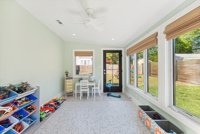 401 Fern Rd, Cape May Beach, NJ 08251 - sunroom / solarium featuring wood finished floors, vaulted ceiling, baseboards, and recessed lighting