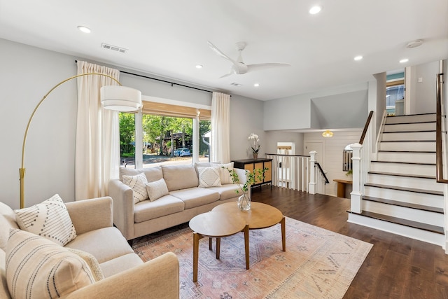 401 Fern Rd, Cape May Beach, NJ 08251 - living area with wood finished floors, recessed lighting, and ceiling fan